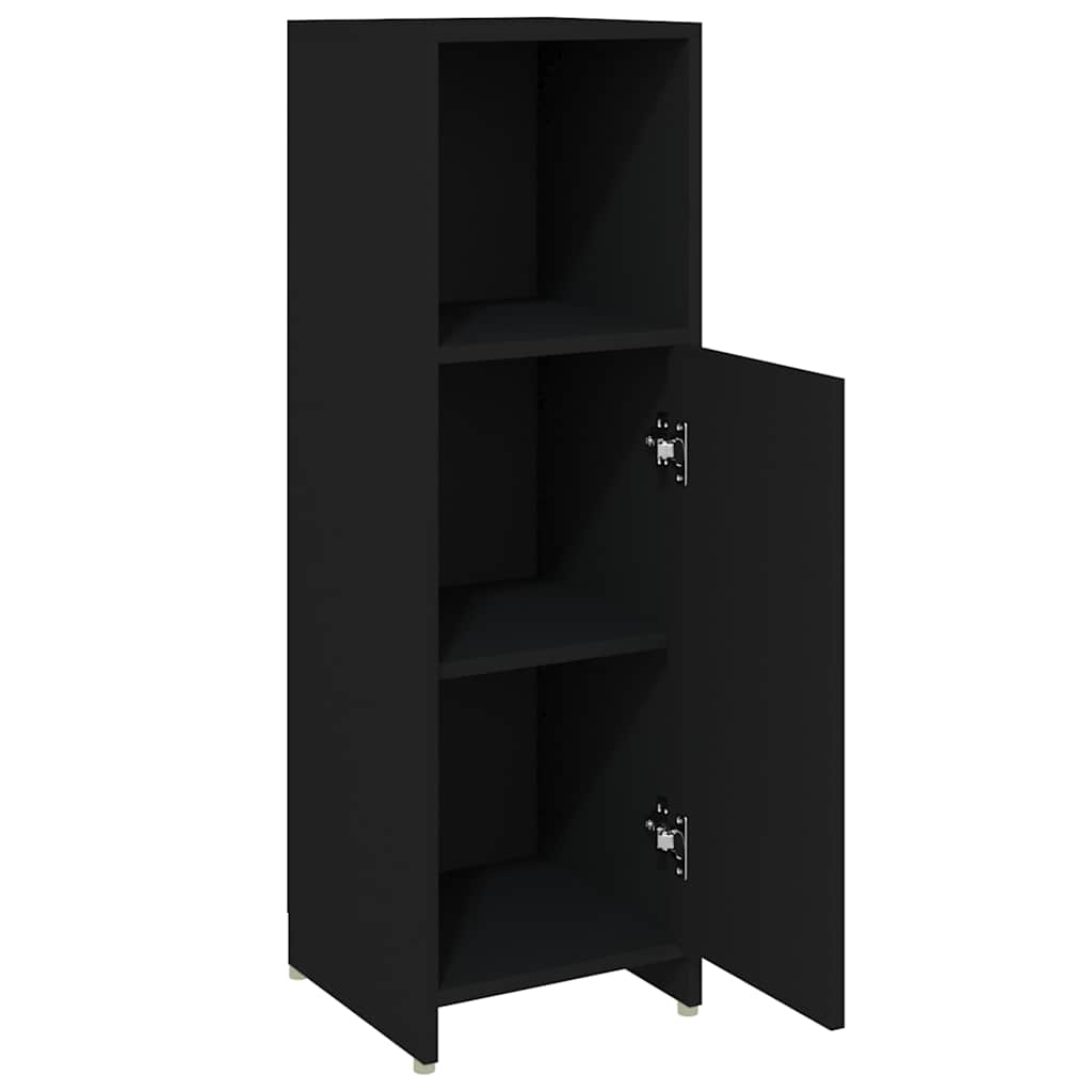 Mobile da Bagno Nero 30x30x95 cm in Legno Multistrato