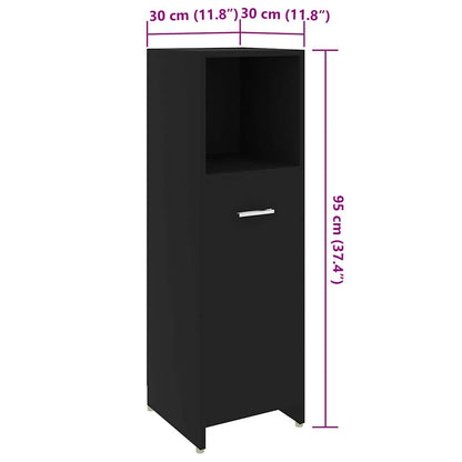 Mobile da Bagno Nero 30x30x95 cm in Legno Multistrato
