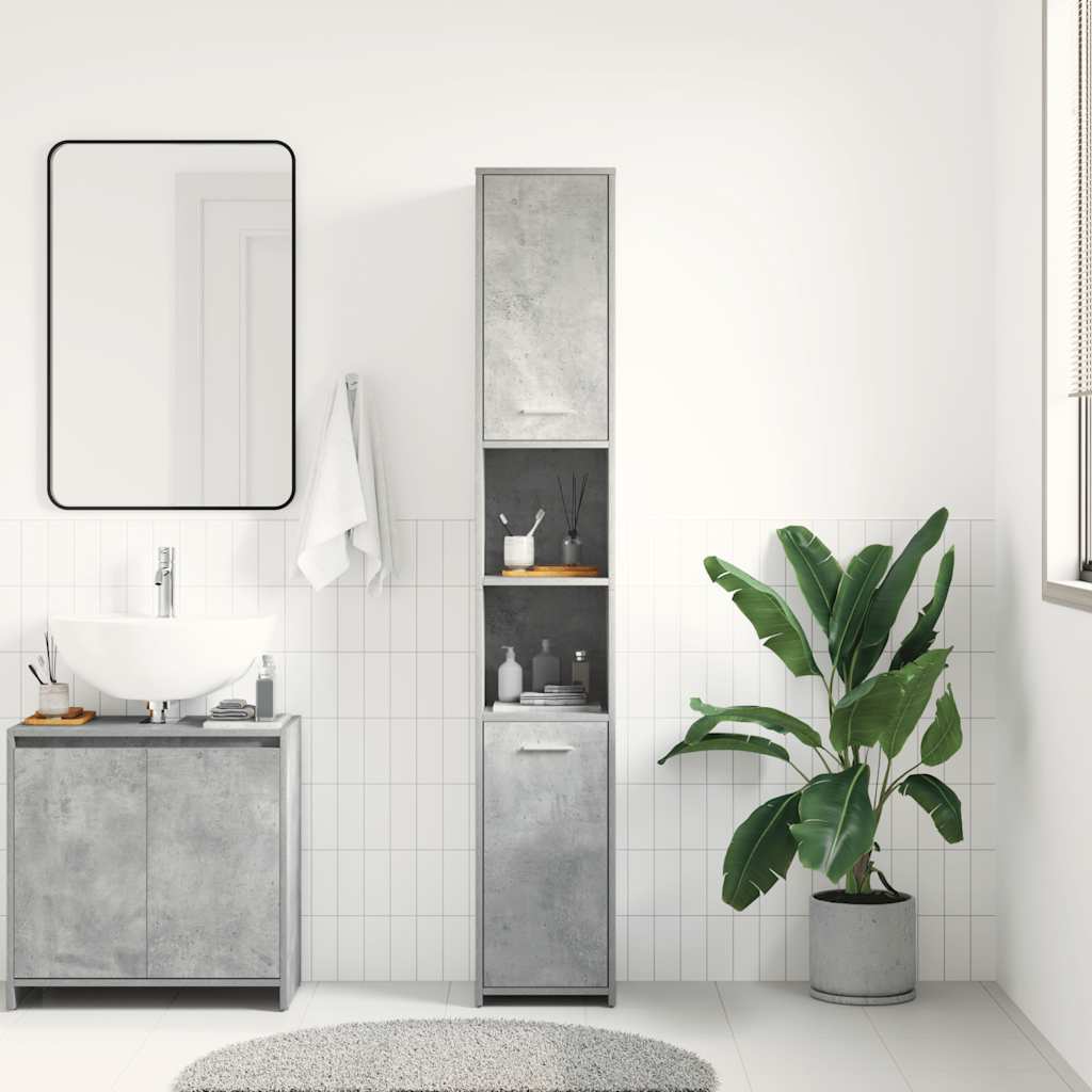 Mobile da Bagno Grigio Cemento 30x30x183,5 cm Legno tecnico | homemem39