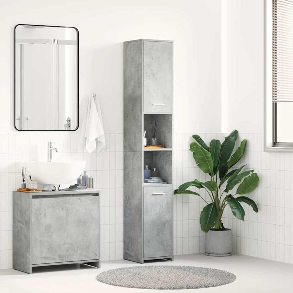 Mobile da Bagno Grigio Cemento 30x30x183,5 cm Legno tecnico | homemem39