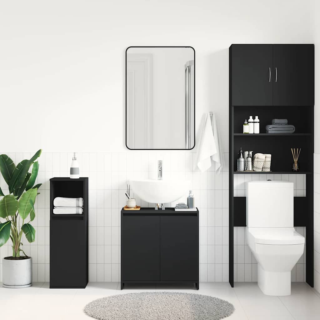 Mobile da Bagno Nero 60x33x61 cm in Legno Multistrato | homemem39