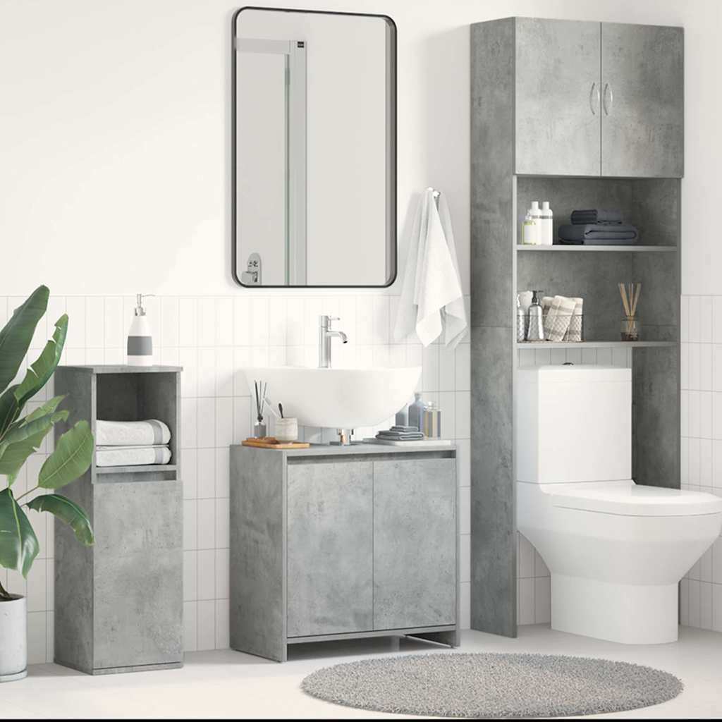 Mobile da Bagno Grigio Cemento 60x33x60 cm in Legno Multistrato
