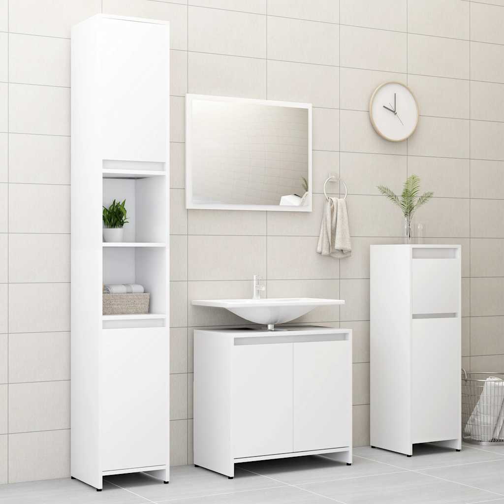 Set Mobili da Bagno Bianco in Legno Multistrato | homemem39