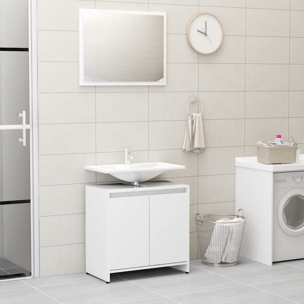 Set Mobili da Bagno Bianco in Legno Multistrato | homemem39