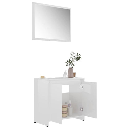 Set Mobili da Bagno Bianco Lucido in Legno Multistrato