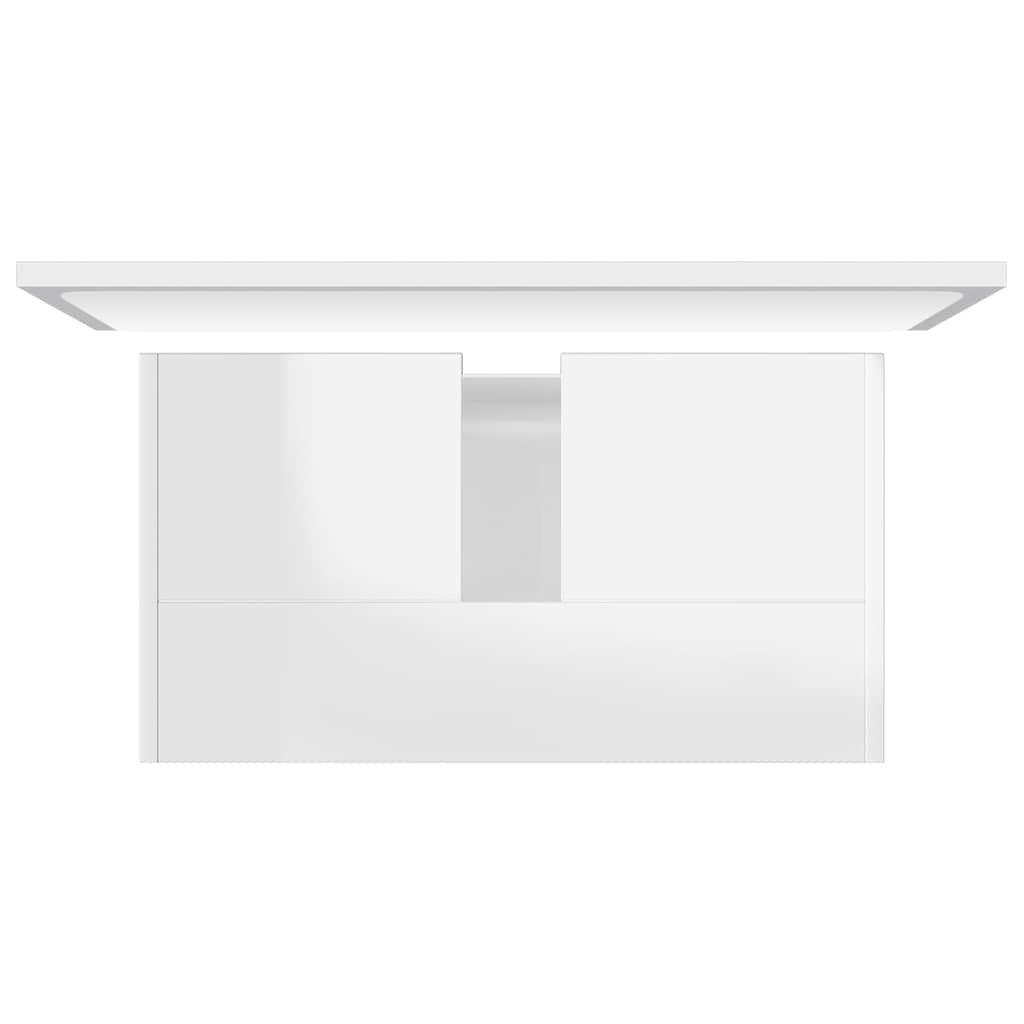 Set Mobili da Bagno Bianco Lucido in Legno Multistrato