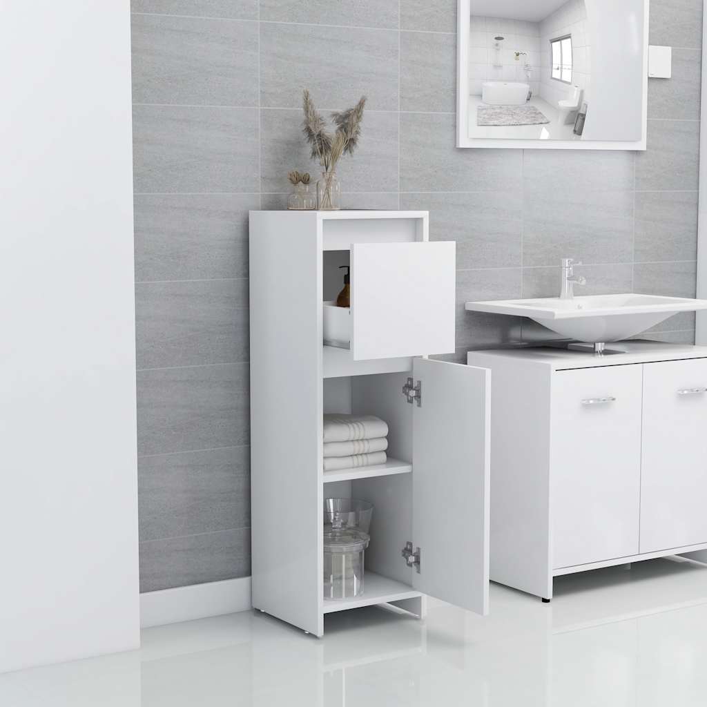 Armadio da Bagno Bianco 30x30x95 cm in Legno Multistrato | homemem39