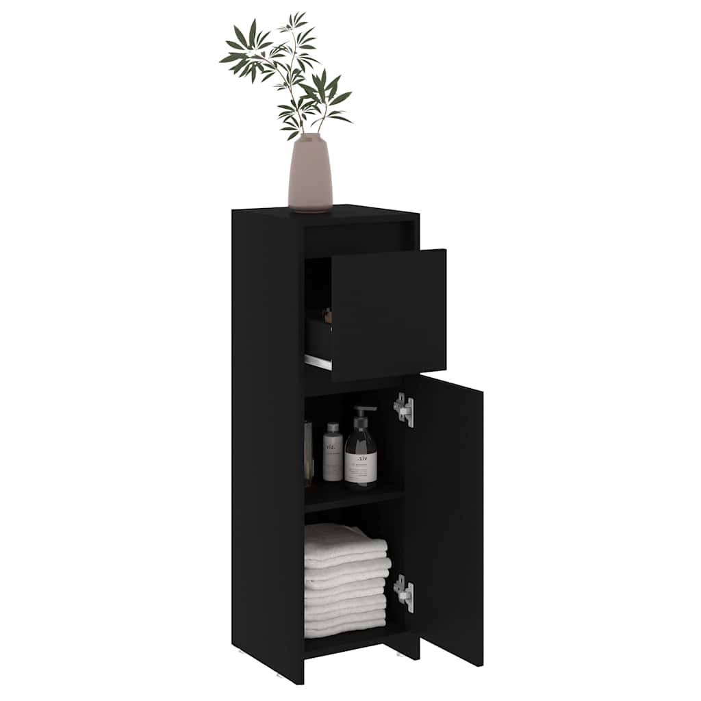 Mobile da Bagno Nero 30x30x95 cm in Legno Multistrato | homemem39