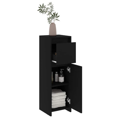 Mobile da Bagno Nero 30x30x95 cm in Legno Multistrato | homemem39