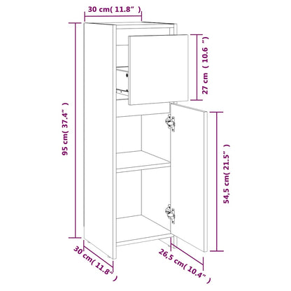 Mobile da Bagno Nero 30x30x95 cm in Legno Multistrato | homemem39