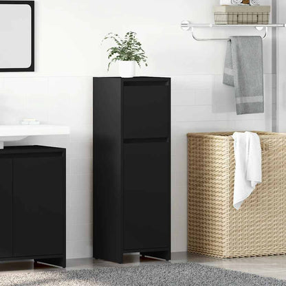 Mobile da Bagno Nero 30x30x95 cm in Legno Multistrato | homemem39