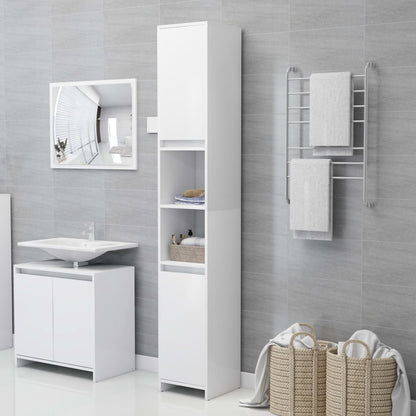 Mobile da Bagno Bianco 30x30x183,5 cm in Legno Multistrato | homemem39