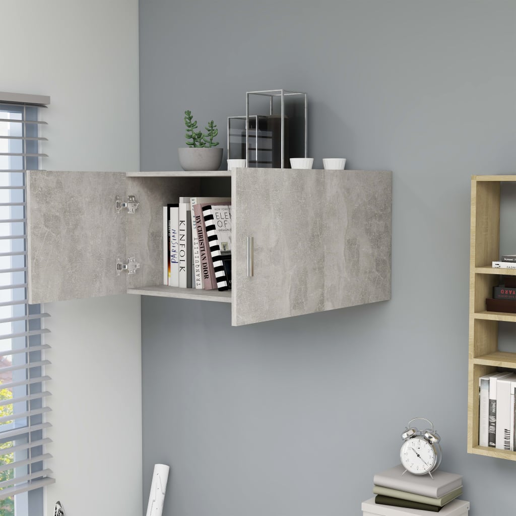 Armadietto Parete Grigio Cemento 80x39x40 cm Legno Multistrato | homemem39