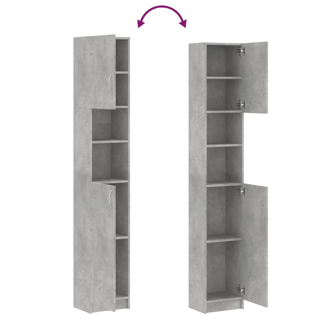 Mobile da Bagno Grigio Cemento 32x25,5x190 cm Legno Ingegnerizzato | homemem39