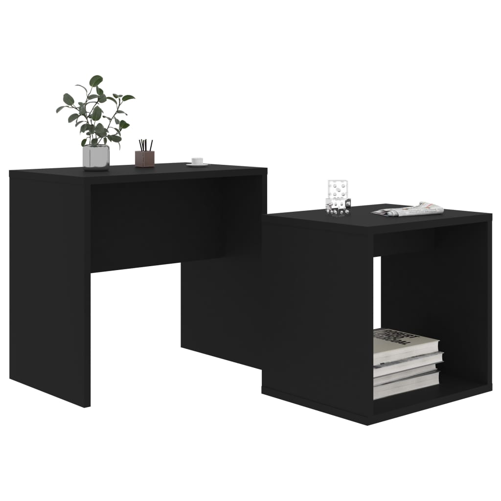Set Tavolini da Salotto Nero 48x30x45 cm in Legno Multistrato | homemem39