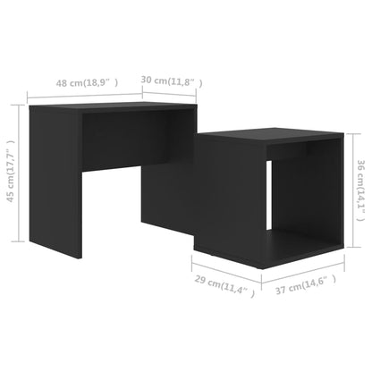 Set Tavolini da Salotto Nero 48x30x45 cm in Legno Multistrato | homemem39