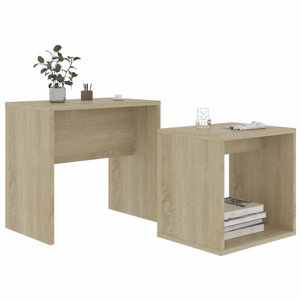 Set Tavolini Salotto Rovere Sonoma 48x30x45cm Legno Multistrato