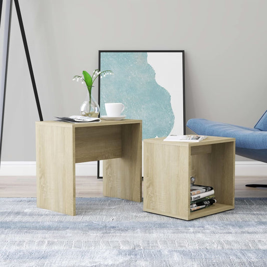 Set Tavolini Salotto Rovere Sonoma 48x30x45cm Legno Multistrato | homemem39