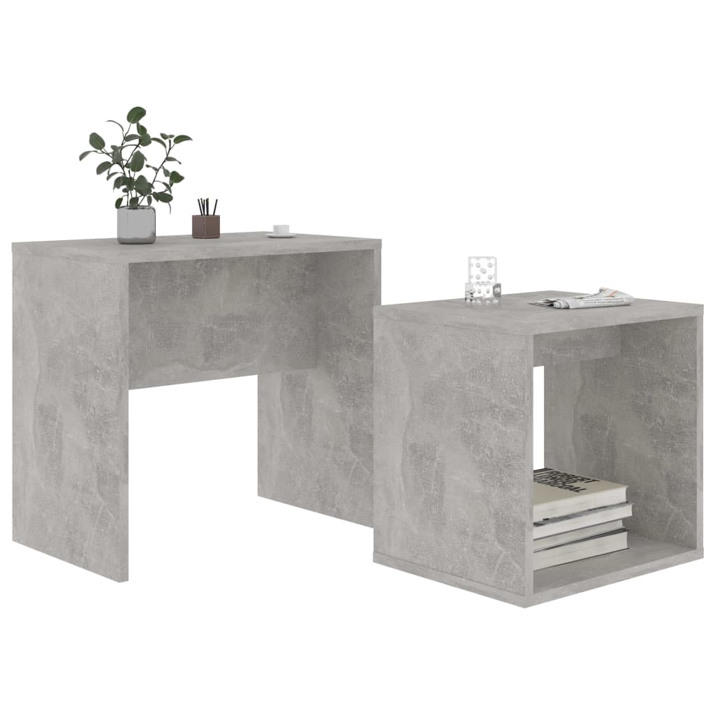 Set Tavolini da Salotto Grigio Cemento 48x30x45 cm Multistrato | homemem39
