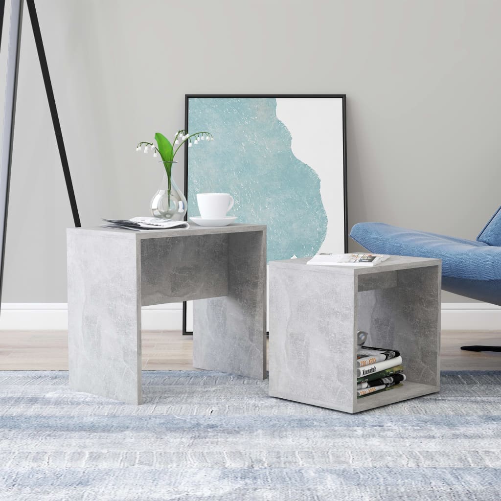 Set Tavolini da Salotto Grigio Cemento 48x30x45 cm Multistrato | homemem39