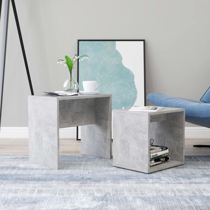 Set Tavolini da Salotto Grigio Cemento 48x30x45 cm Multistrato | homemem39