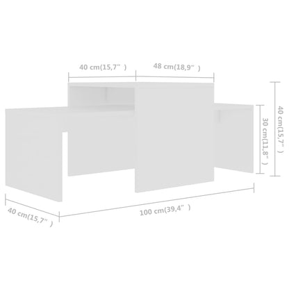 Tavolino da Salotto Bianco 100x48x40 cm in Legno Multistrato | homemem39
