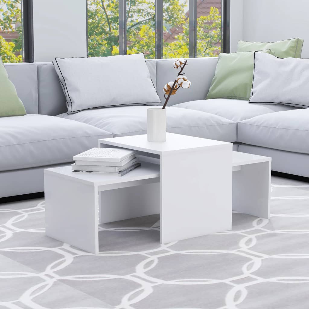 Tavolino da Salotto Bianco 100x48x40 cm in Legno Multistrato | homemem39