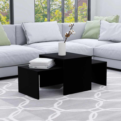Set Tavolini da Salotto Nero 100x48x40 cm in Legno Multistrato | homemem39