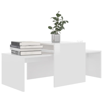 Set Tavolini da Salotto Bianco Lucido 100x48x40 cm Multistrato | homemem39