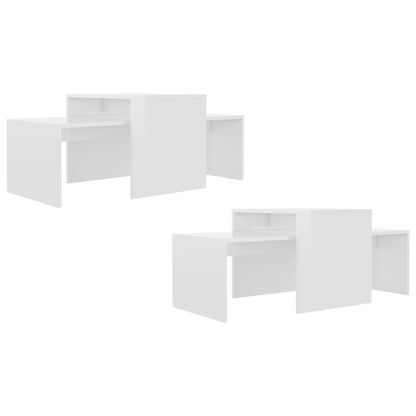Set Tavolini da Salotto Bianco Lucido 100x48x40 cm Multistrato | homemem39