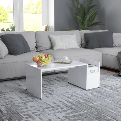 Tavolino da Salotto Bianco 90x45x35 cm in Legno Multistrato | homemem39