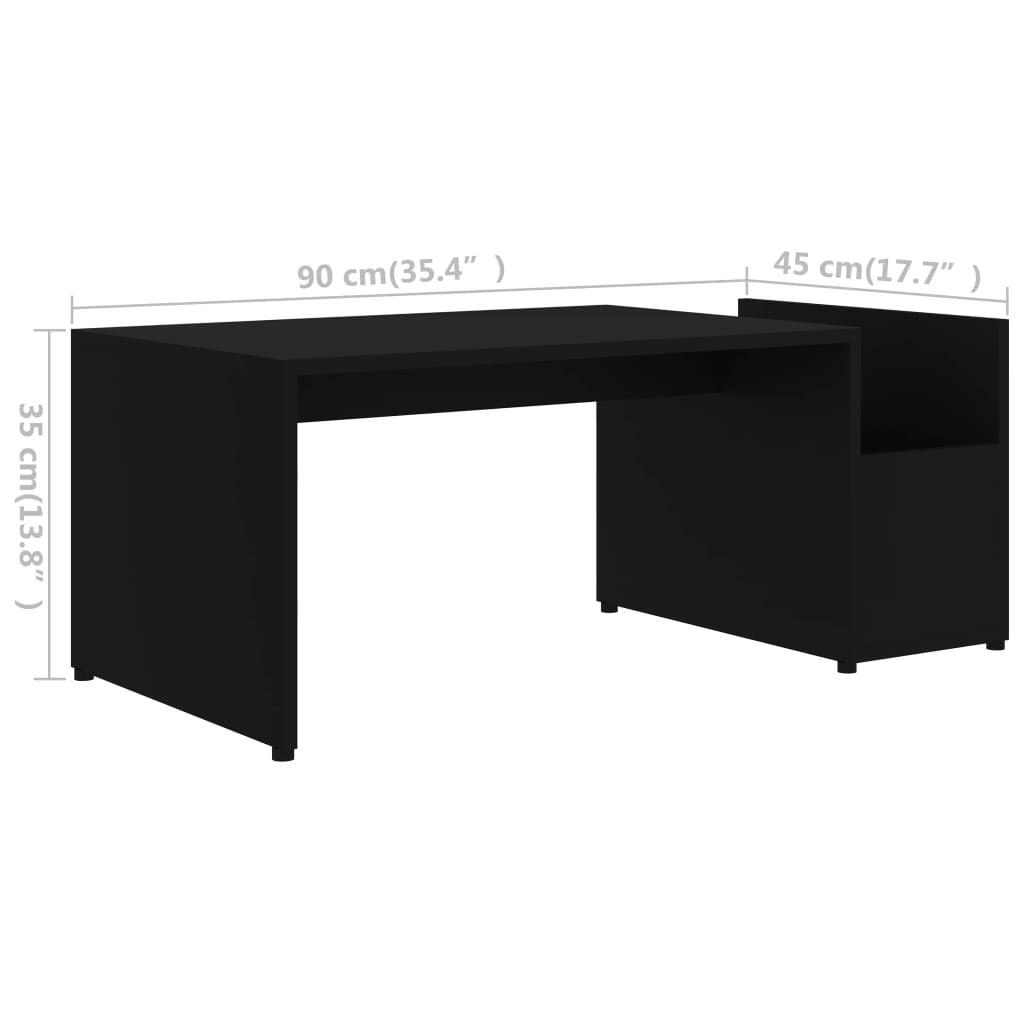 Tavolino da Salotto Nero 90x45x35 cm in Legno Multistrato | homemem39