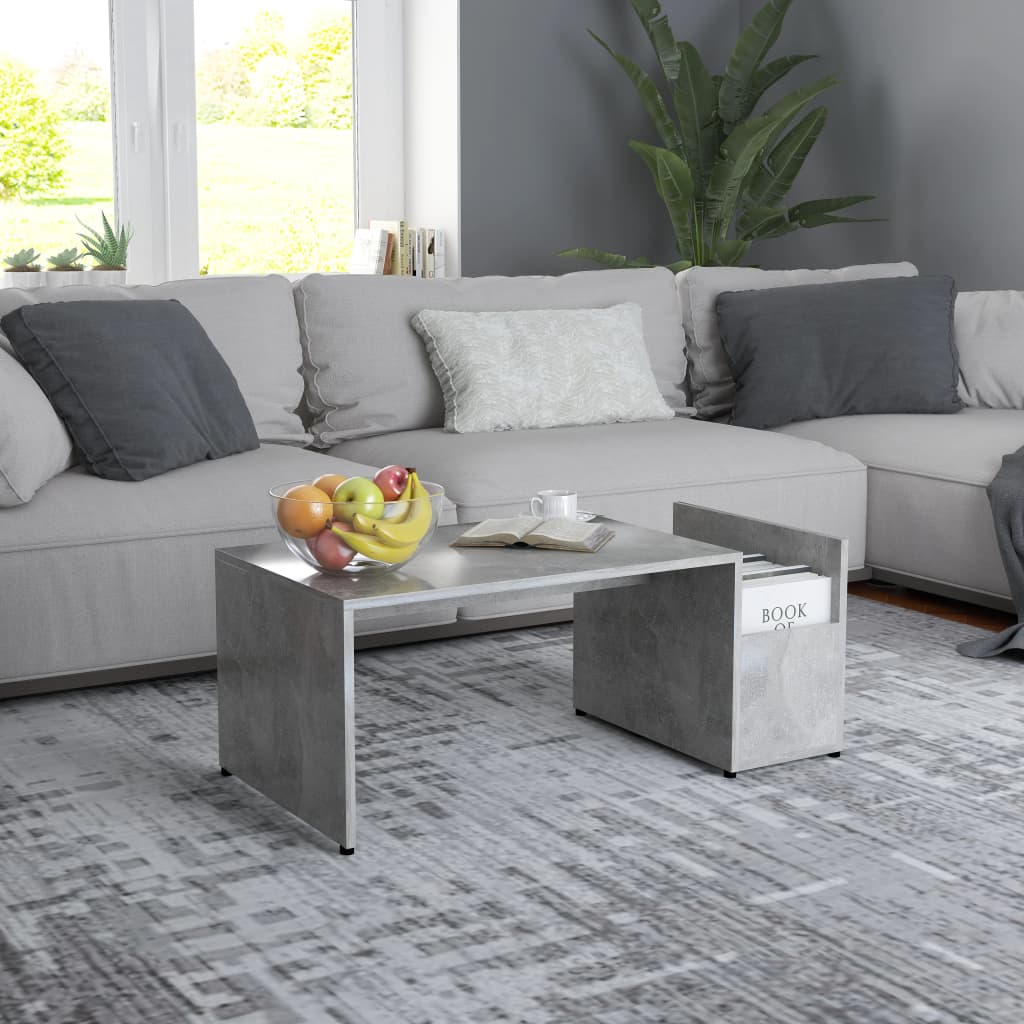 Tavolino da Salotto Grigio Cemento 90x45x35cm Legno Multistrato | homemem39