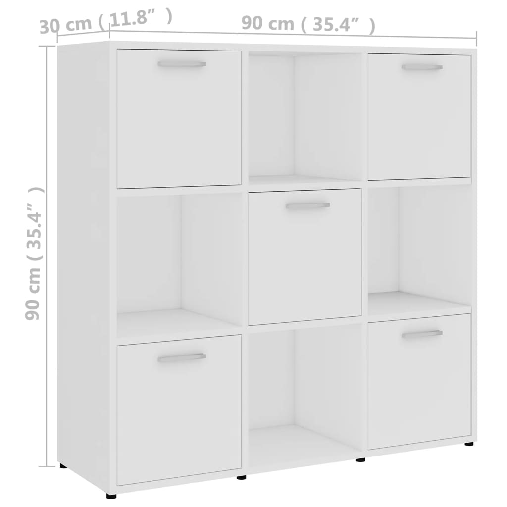 Libreria Bianca 90x30x90 cm in Legno Multistrato | homemem39