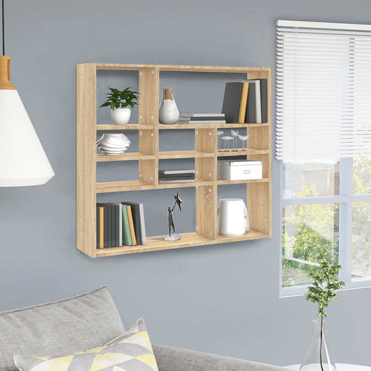 Scaffale a Parete Rovere Sonoma 90x16x78cm in Legno Multistrato | homemem39