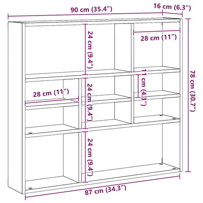 Scaffale a Parete Grigio Cemento 90x16x78 cm Legno Multistrato | homemem39