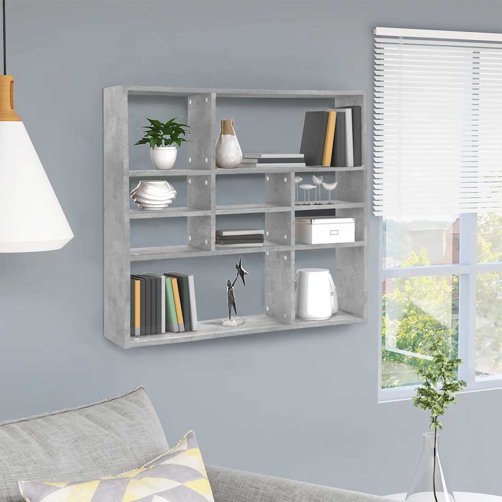 Scaffale a Parete Grigio Cemento 90x16x78 cm Legno Multistrato | homemem39