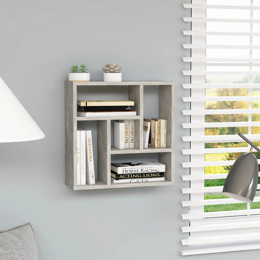 Scaffale a Parete Grigio Cemento 45,1x16x45,1 Legno Multistrato | homemem39