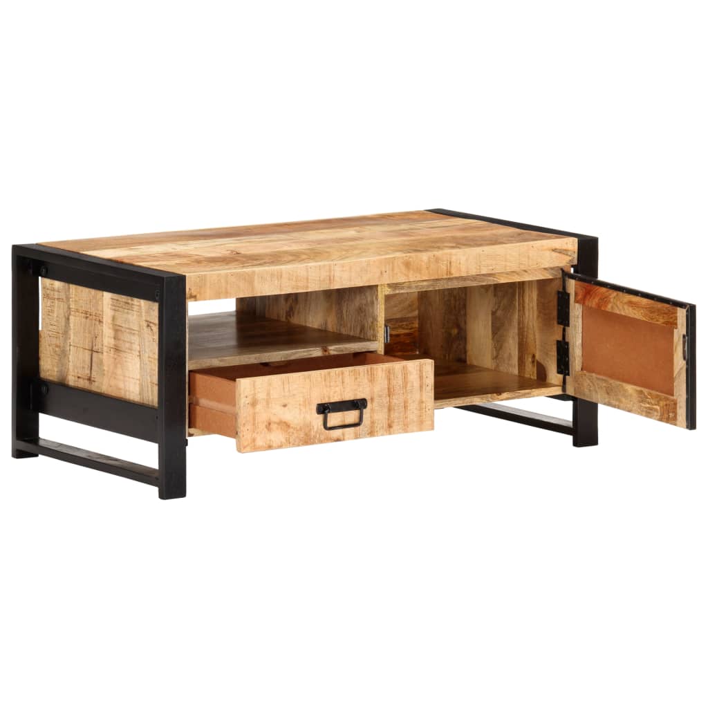 Tavolino da Salotto 100x50x40 cm in Legno Grezzo di Mango | homemem39