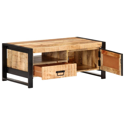 Tavolino da Salotto 100x50x40 cm in Legno Grezzo di Mango | homemem39