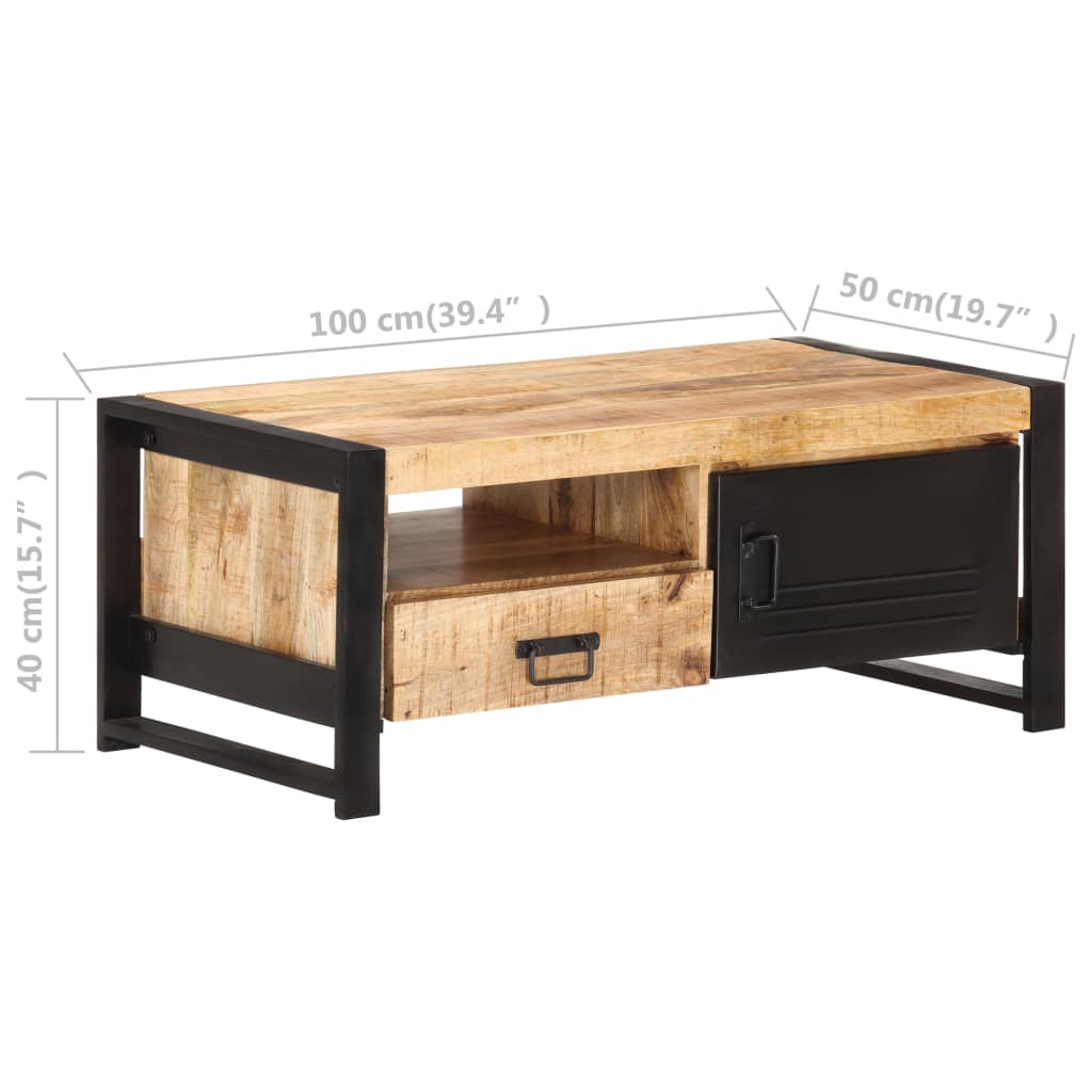 Tavolino da Salotto 100x50x40 cm in Legno Grezzo di Mango | homemem39
