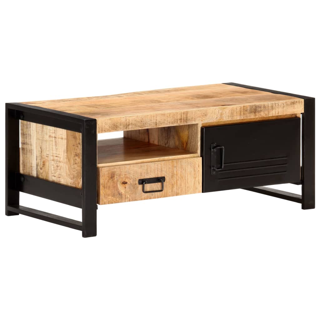 Tavolino da Salotto 100x50x40 cm in Legno Grezzo di Mango | homemem39
