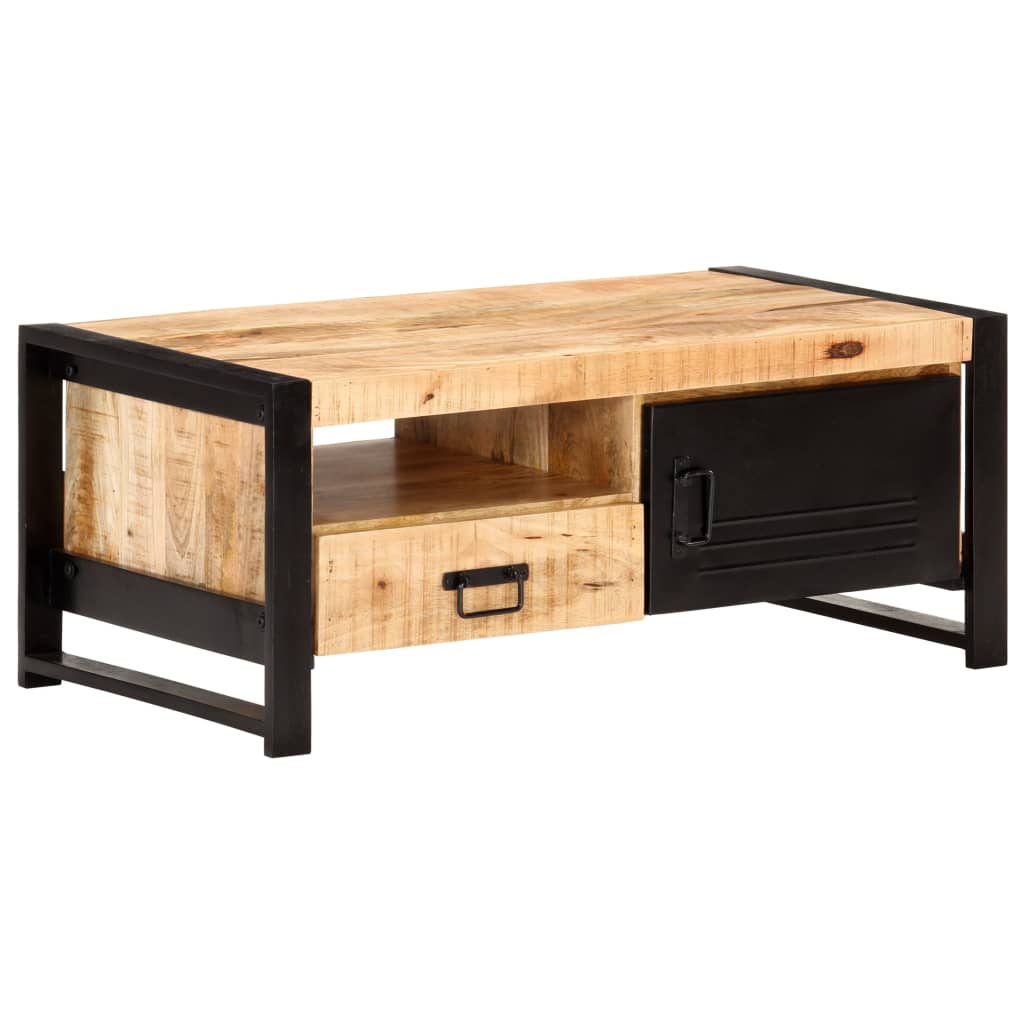 Tavolino da Salotto 100x50x40 cm in Legno Grezzo di Mango | homemem39