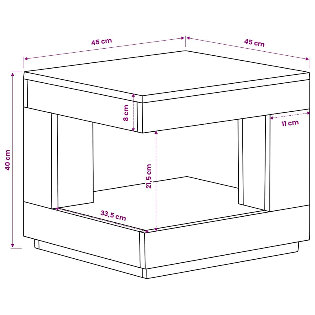 Tavolo da Salotto 45x45x40 cm in Legno Massello di Acacia