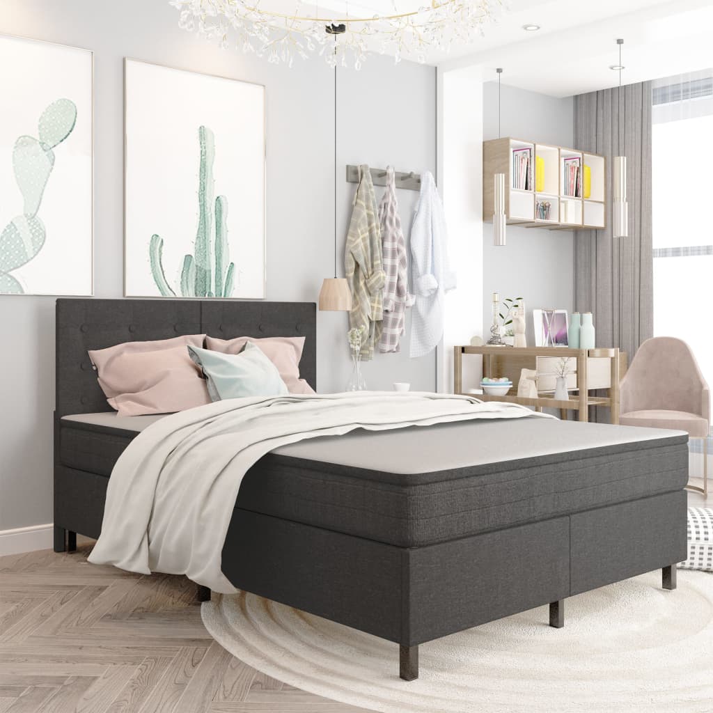 Letto a Molle Grigio Scuro in Tessuto 140x200 cm | homemem39