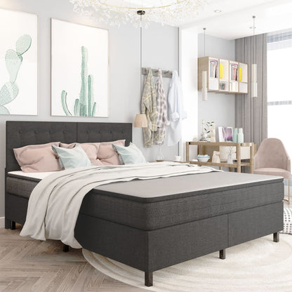 Letto a Molle Grigio Scuro in Tessuto 160x200 cm | homemem39