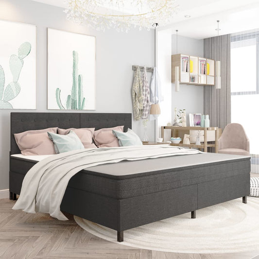 Letto a Molle Grigio Scuro in Tessuto 200x200 cm | homemem39