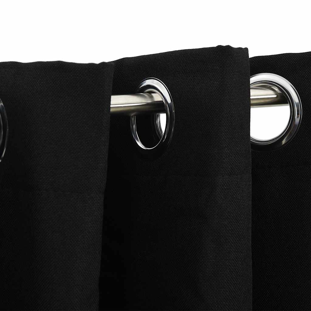 Tende Oscuranti Effetto Lino con Occhielli 2 pz 140x175 cm Nere | homemem39