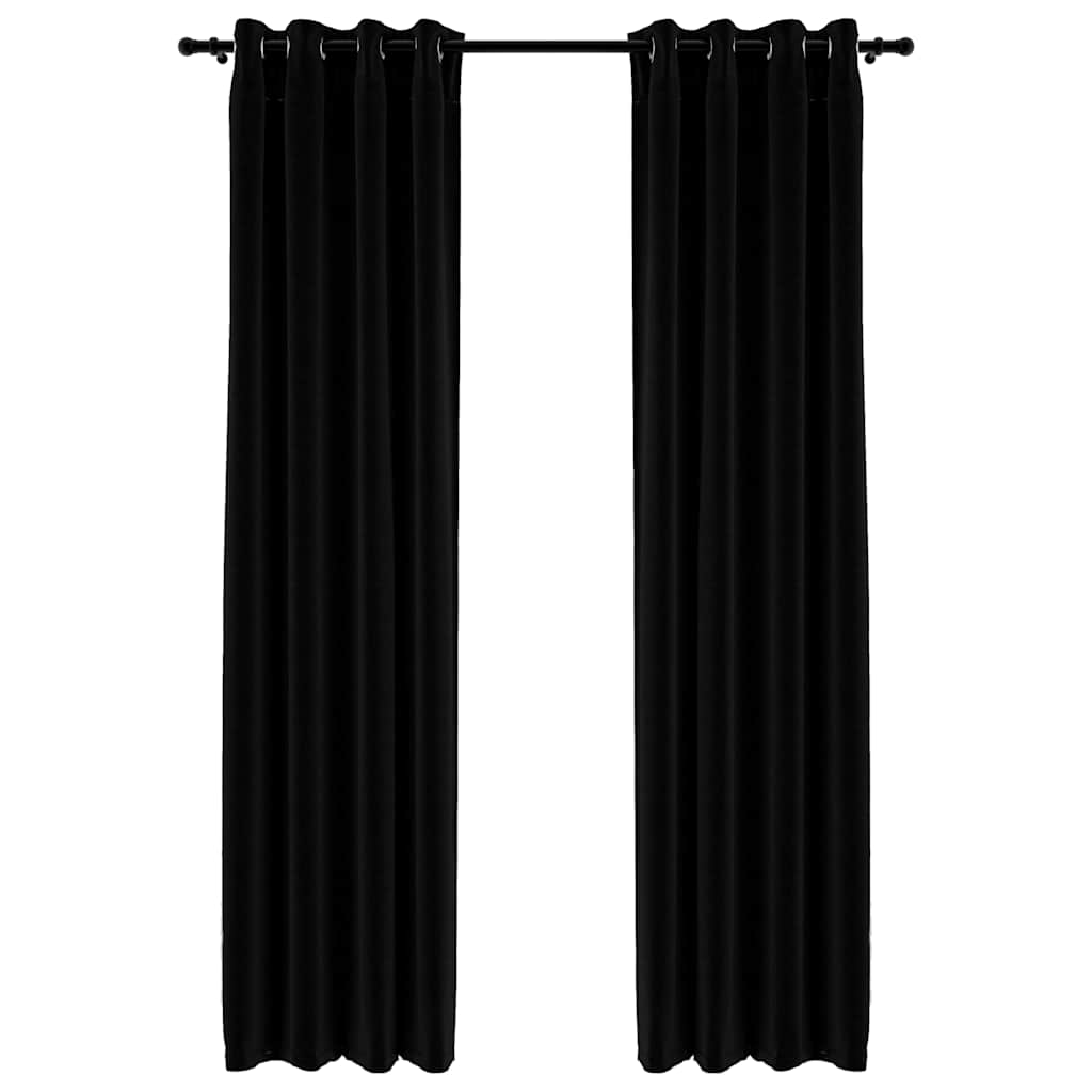 Tende Oscuranti Effetto Lino con Occhielli 2pz 140x225cm Nere | homemem39