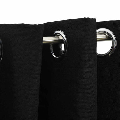 Tende Oscuranti Effetto Lino con Occhielli 2pz 140x225cm Nere | homemem39